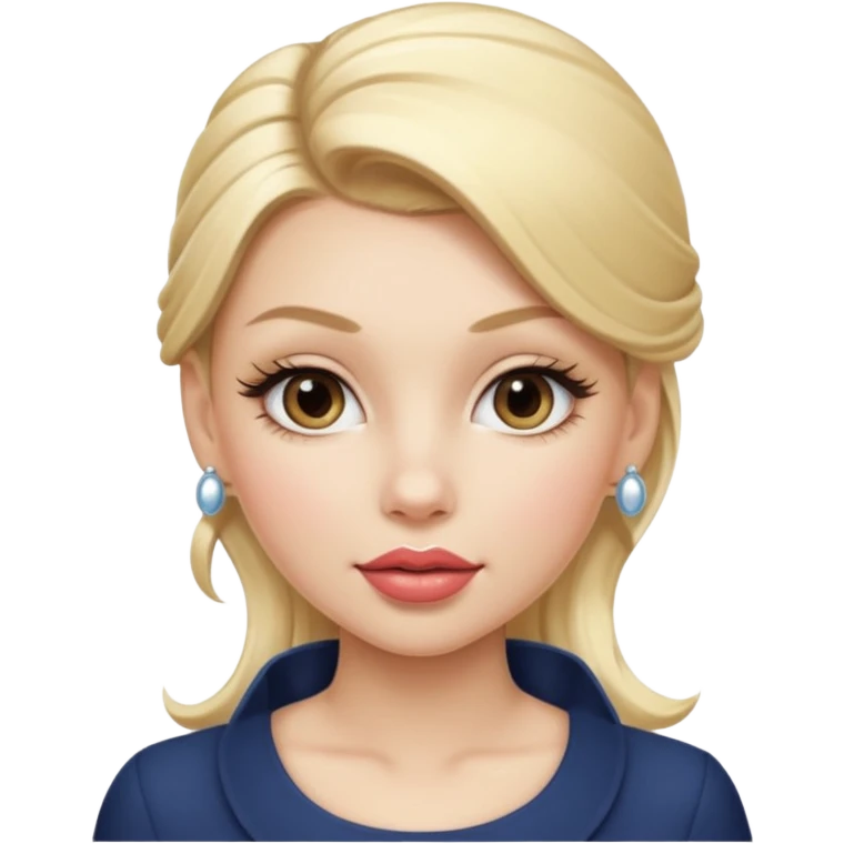 The classic popular rich American girl,with a blonde ponytail,perfect lips,nose,not so tan but pale and with this long lashes,big glossy lips emoji