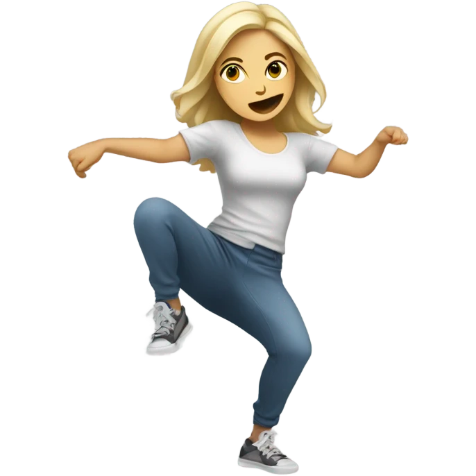 caucasian woman dancing hip hop emoji