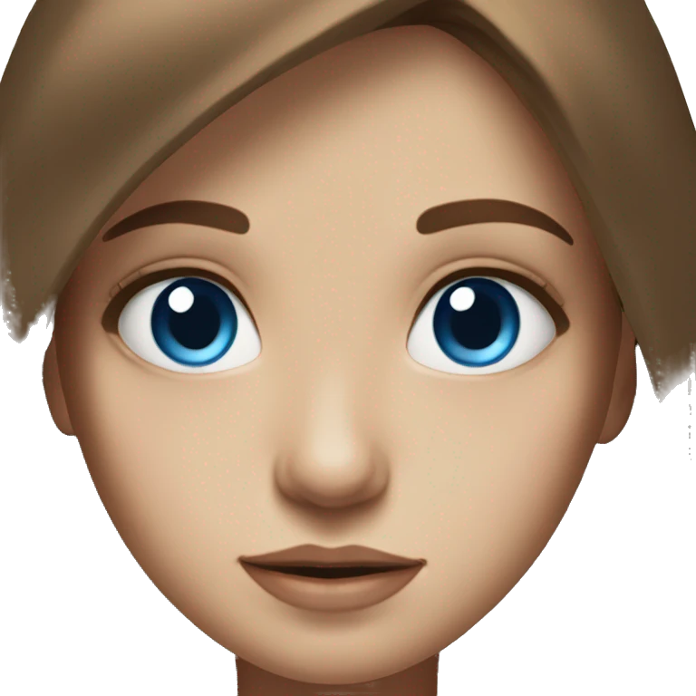 realistic portrait of a girl with blue eyes and brown long hair emoji