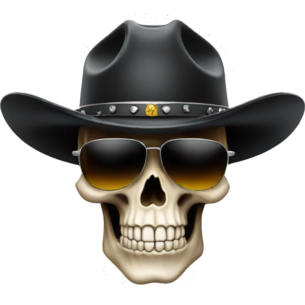 skull wearing sunglasses and a black cowboy hat emoji