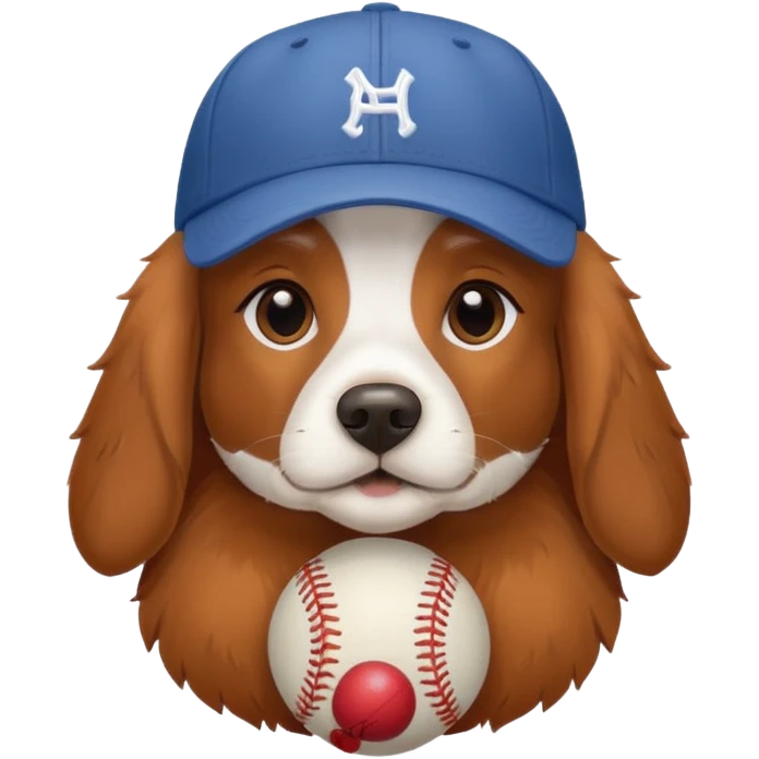 Brittany dog with baseball cap emoji