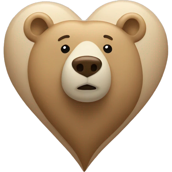 Beige heart and bear emoji