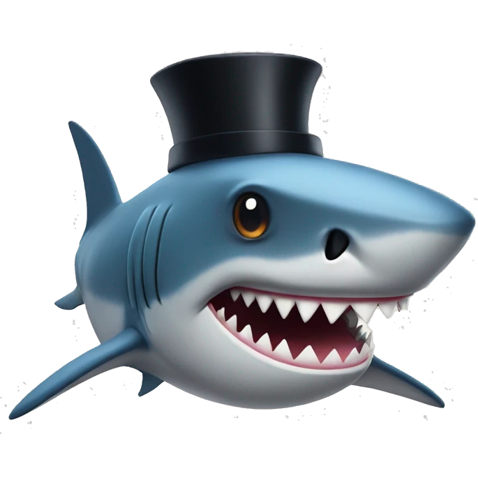 Shark with a top hat emoji