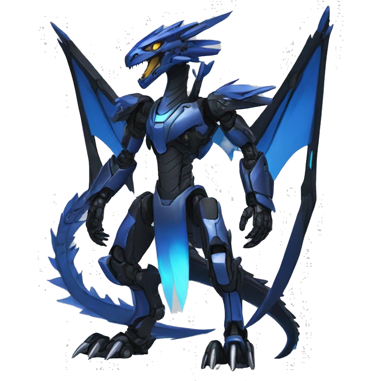  Cool Edgy Futuristic Black Blue Digimon-Fakemon-Raptor-Dragon-Mecha full body emoji