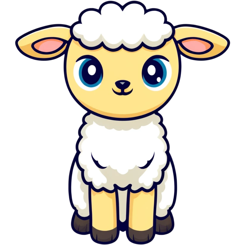 cartoon lamb with big eyes emoji