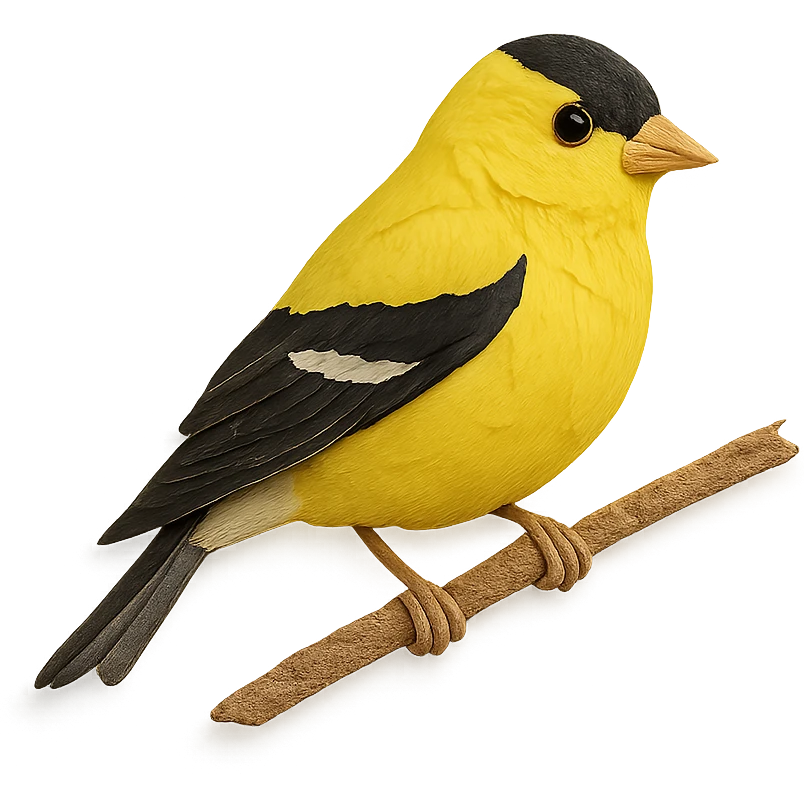 American Goldfinch sitting on a branch, delicate paper layers, naturalistic pose, subtle color variations emoji