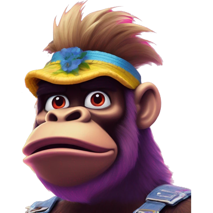 Synthwave swedish communist in Donkey Kong style, oil paint, epic eyes, intricate lips, exquisite pose, beautiful, desirable, logical, Midsommar  emoji