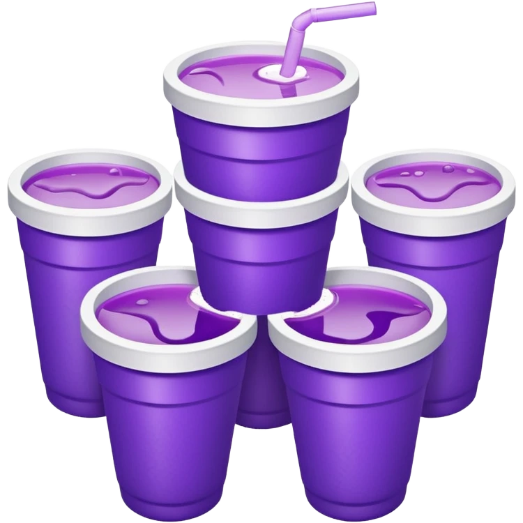 stacked together styro cups with purple juice inside visible from the top only emoji