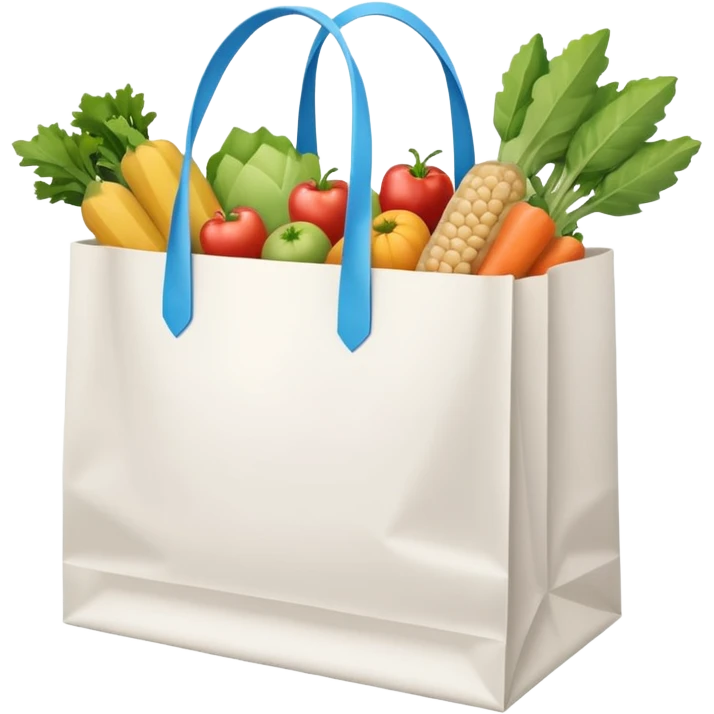 white shopping bag without face, and there are something full inside it emoji