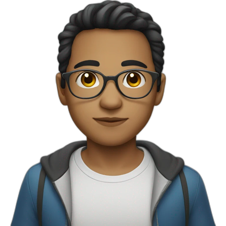 colombian boy with dark hair and round silver glasses emoji