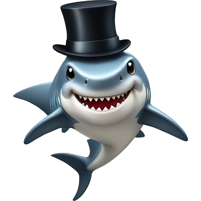 Shark with a top hat emoji