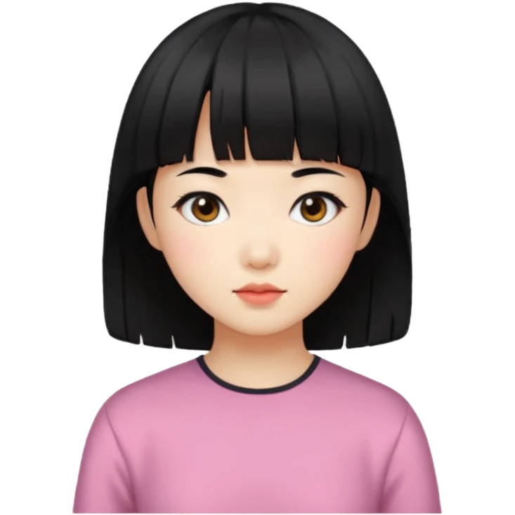 Short hair black bang Korean girl emoji