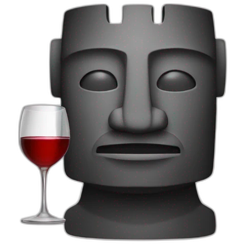 Moai head holding wine glass emoji