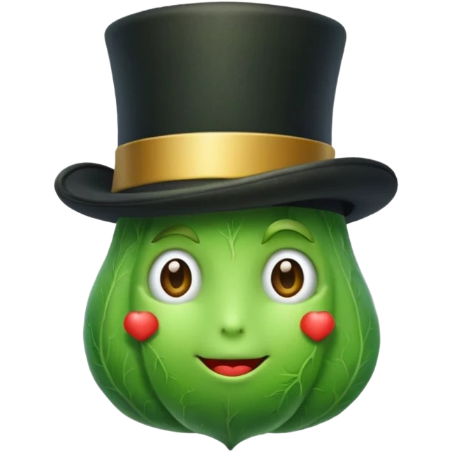 green vegetable with a top hat emoji