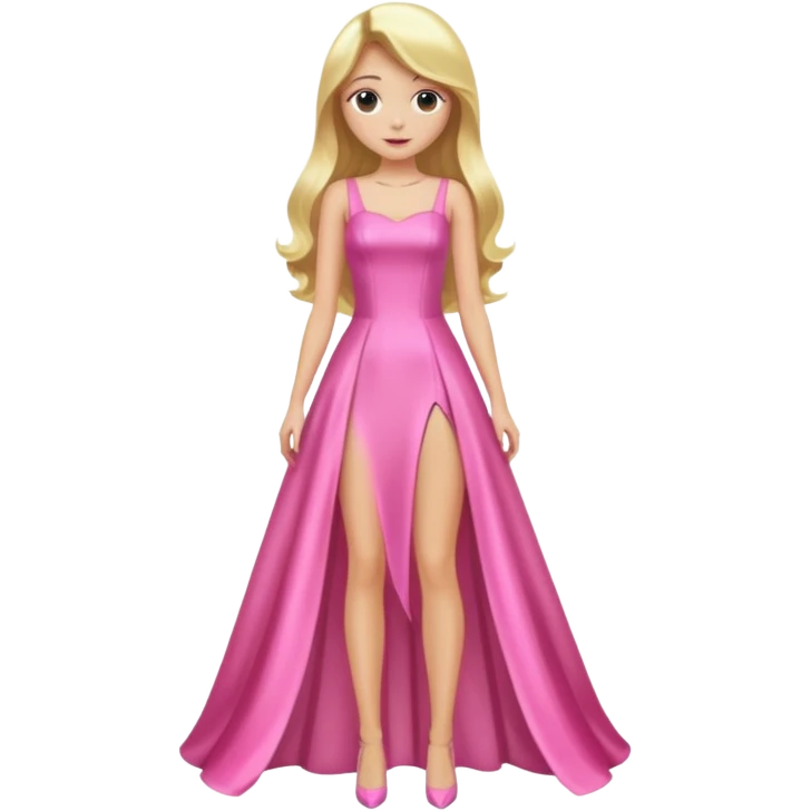 woman long blonde hair pink shiney dress full body emoji