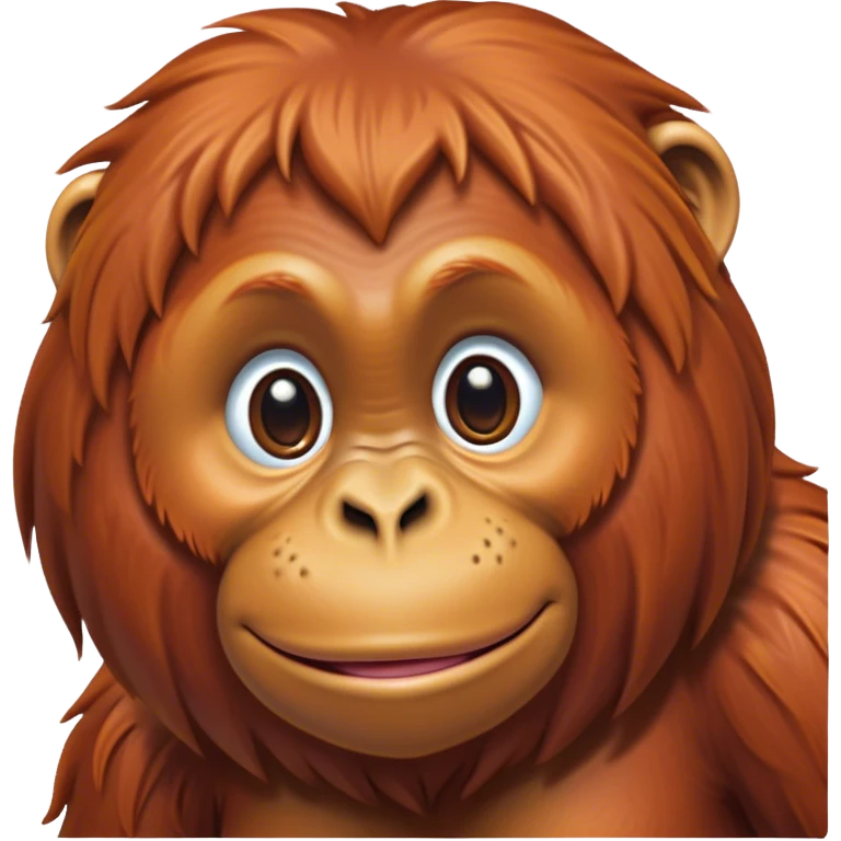 Cinematic Cute Orangutan Portrait Emoji, Head tilted playfully and inquisitively, with a gentle, expressive face accented by soft, flowing fur and round, sparkling eyes brimming with warmth, Simplified yet irresistibly adorable features, highly detailed, glowing with a warm, friendly glow, high shine, affectionate and lively, stylized with a touch of jungle whimsy, bright and endearing, soft glowing outline, capturing the essence of a mischievous yet loving orangutan that seems as if it could swing out of the screen into your arms! emoji