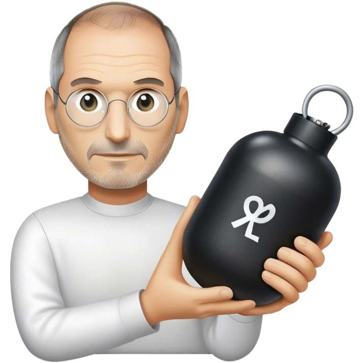 Steve Jobs holding a fake bomb emoji