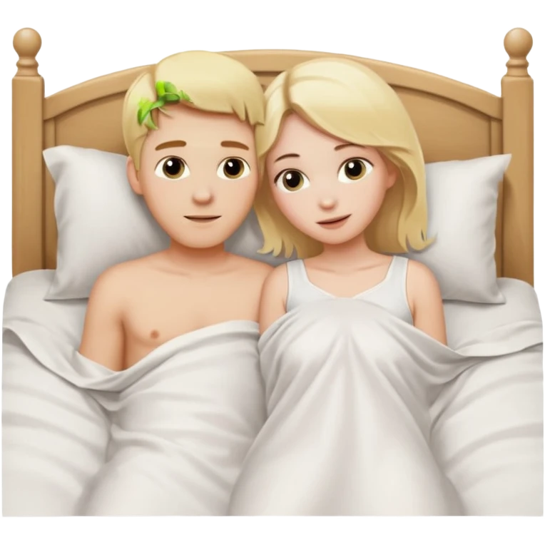 a blonde male fucking a blode girl in missionary emoji