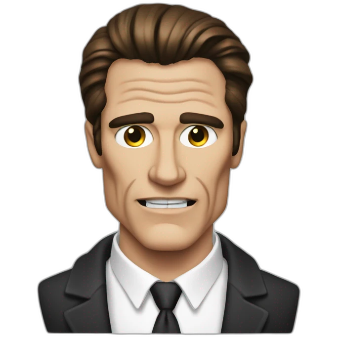 Patrick bateman, square jaw, grimace emoji