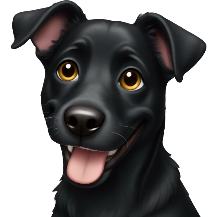 black dog smiling  emoji