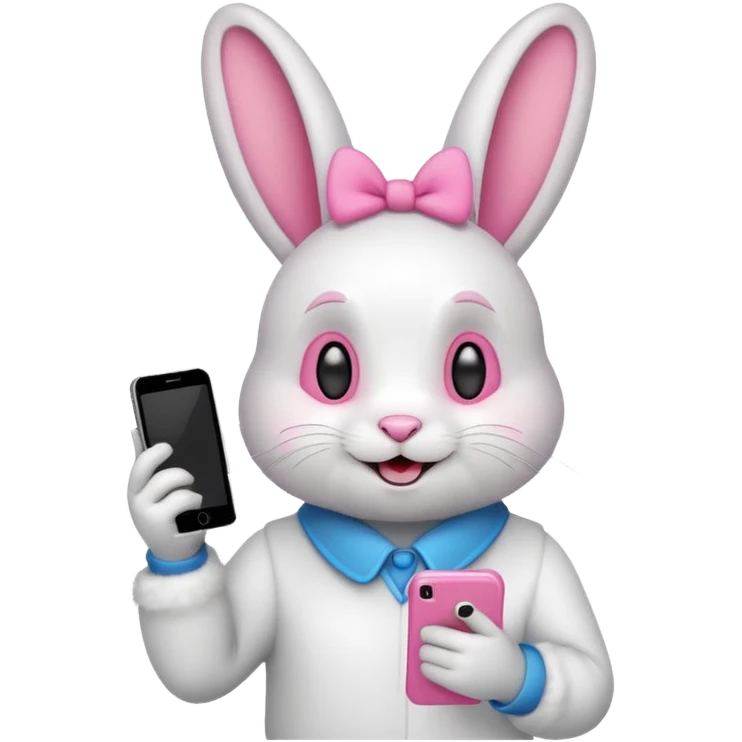 White rabbit on phone talking emoji emoji