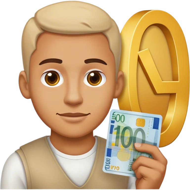 Hombre con cartel de 100 euros emoji