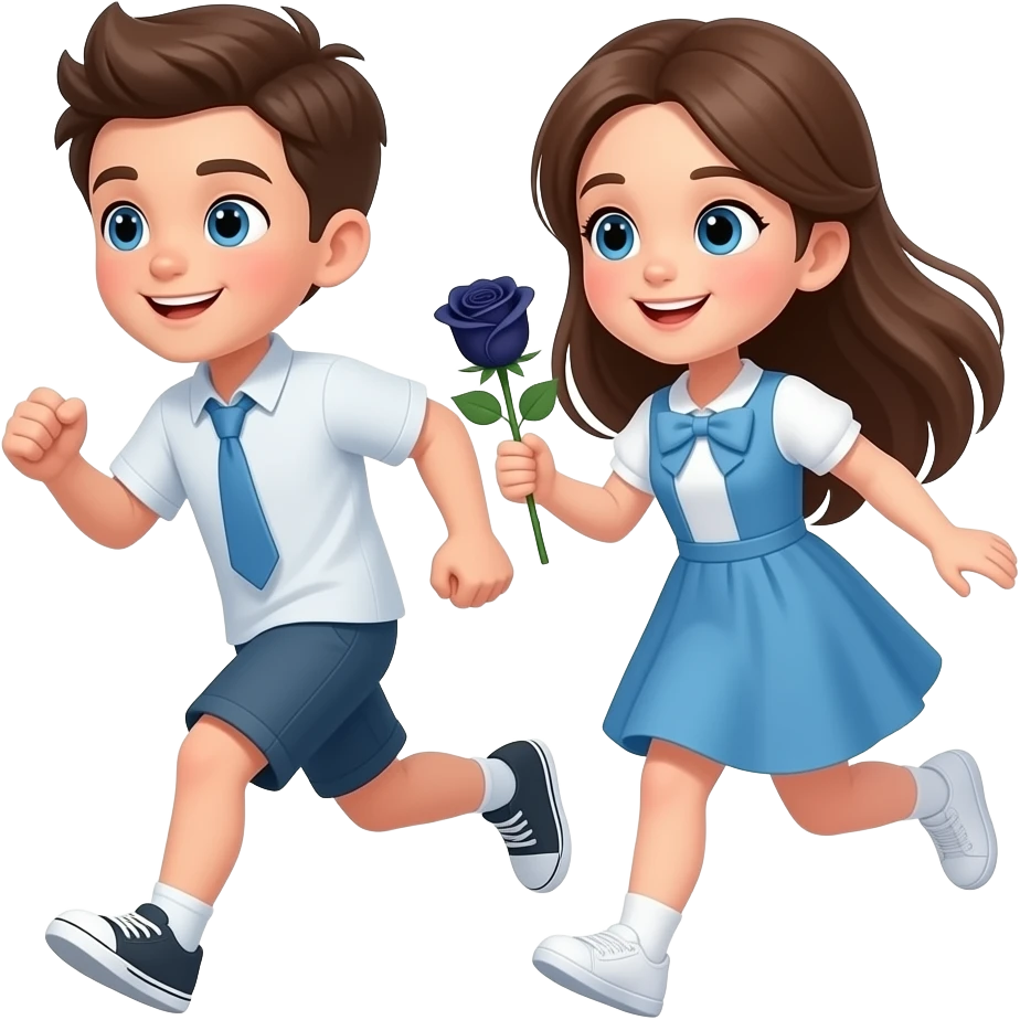 fesme uns nen i una nena corrents amb ulls blaus i la nena amb cabell llarg i amb un ros fosc i que siguin germans emoji