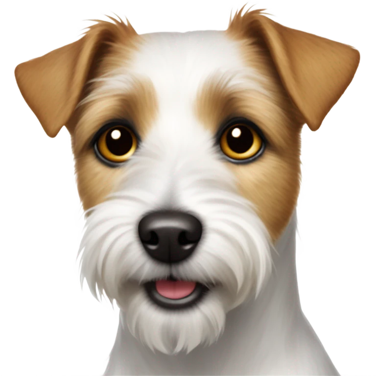 Parson Russell terrier that is fluffy and has faded spots emoji