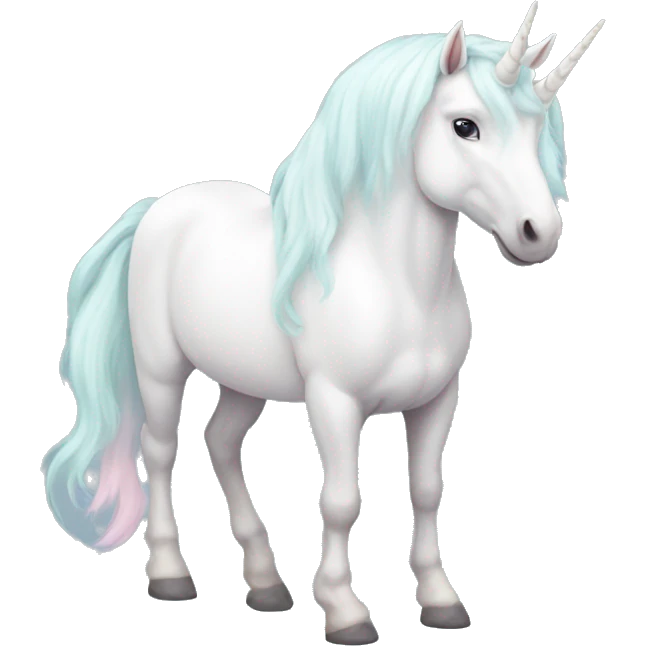 Fullbody White unicorn with pastel color mane  emoji