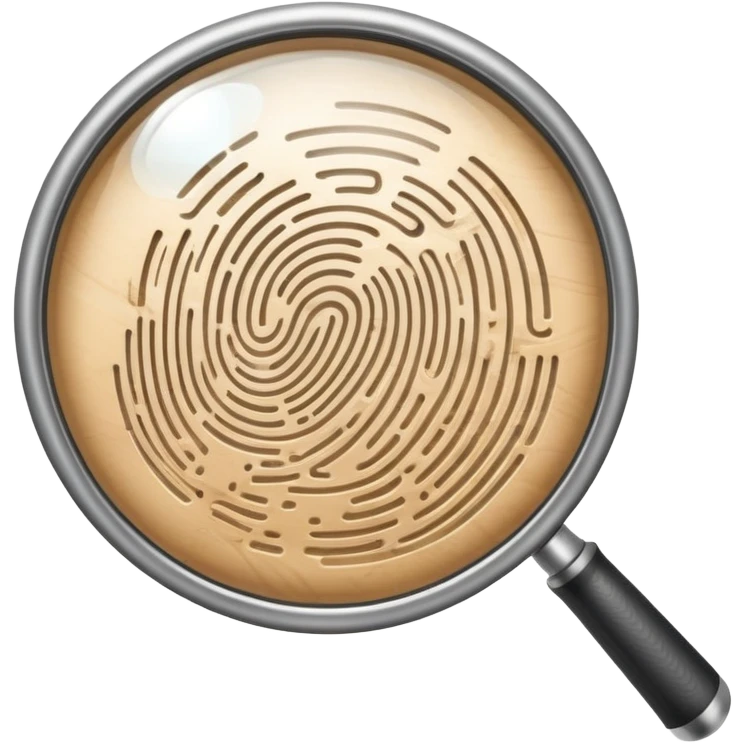 magnifying glass examining a fingerprint emoji