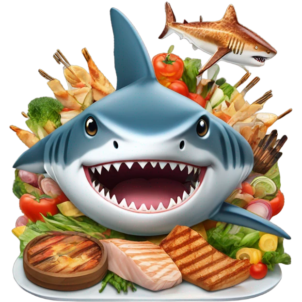 Shark grilling food emoji