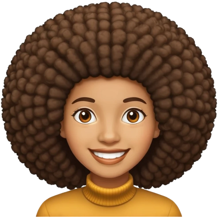 Person with large afro hairstyle, smiling emoji