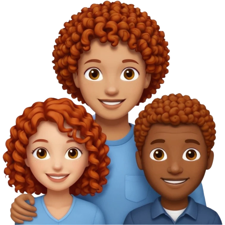 A couple with two black men and one curly redhead girl  emoji