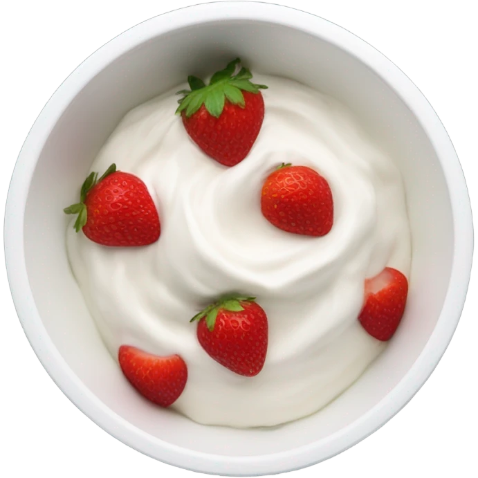 Top view of a yogurt bowl with strawberries  emoji