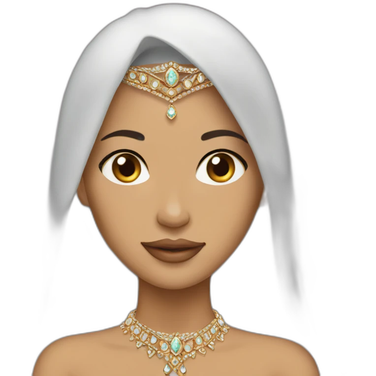 princess arab brown hair jewerlery emoji