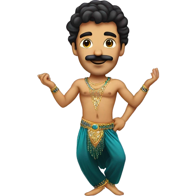 man Belly dancer moustache dancing emoji