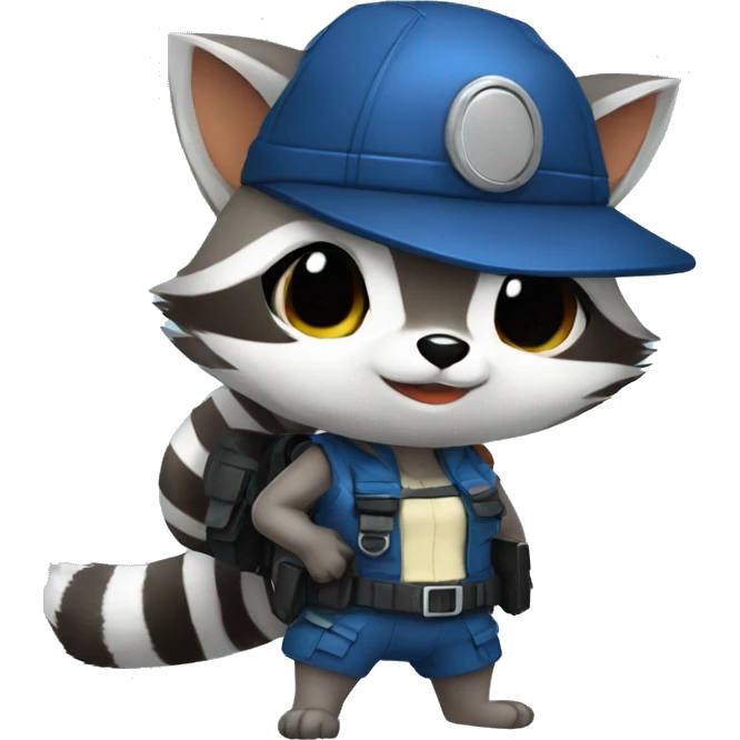 Raccoon cosplaying as Jill valentine emoji