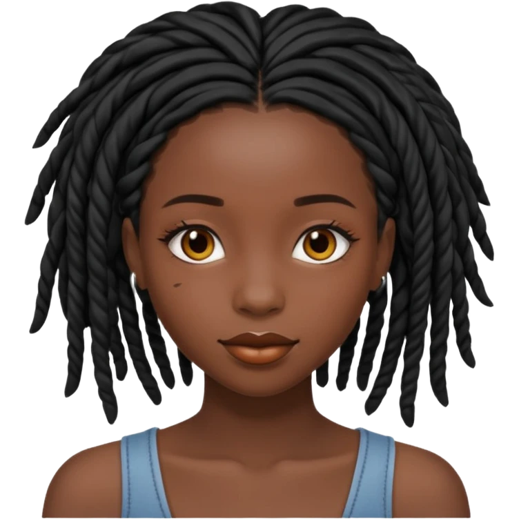 a pretty black girl with black, pretty locs emoji