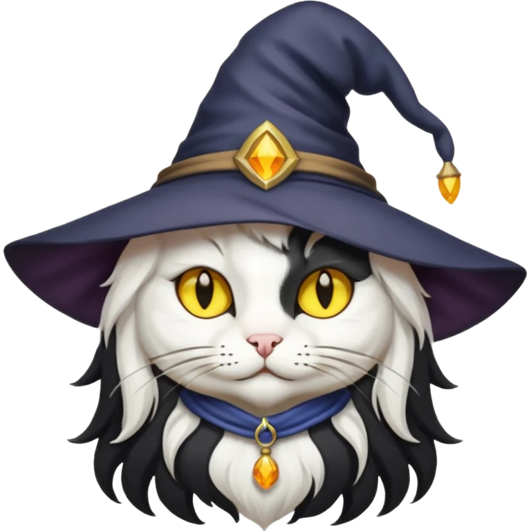 Black and white cat that is a sorcerer emoji
