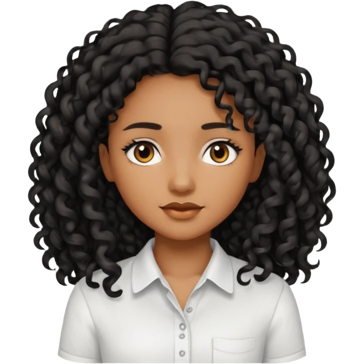 Uma menina morena cabelo cacheado longo e preto  emoji