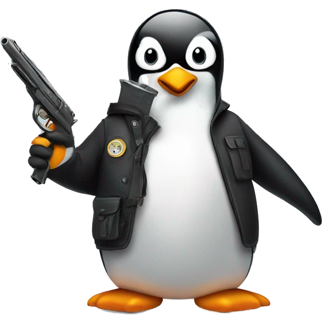 penguin with a gun emoji