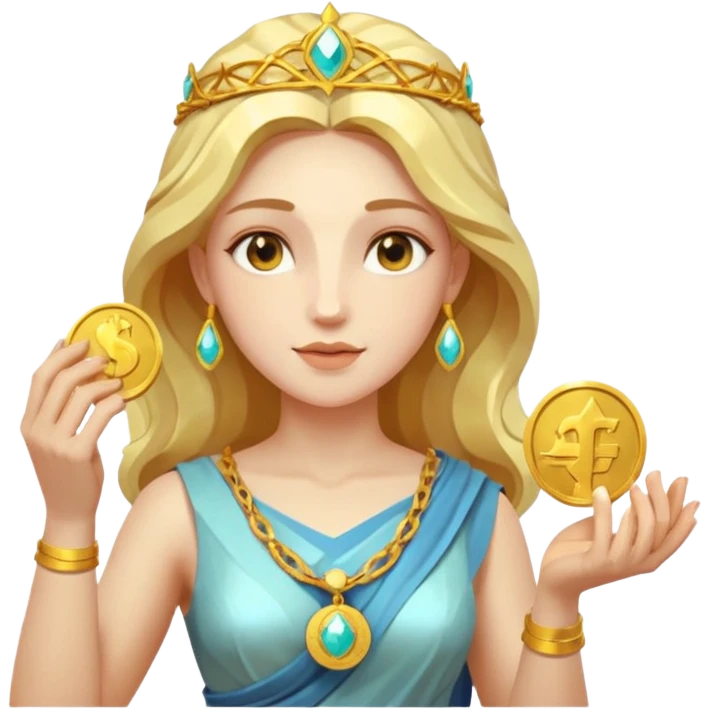Goddess Golden Coin Magic Fantasy Low Poly emoji