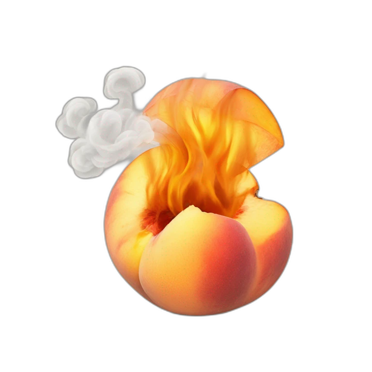 smoke erupting from a peach emoji