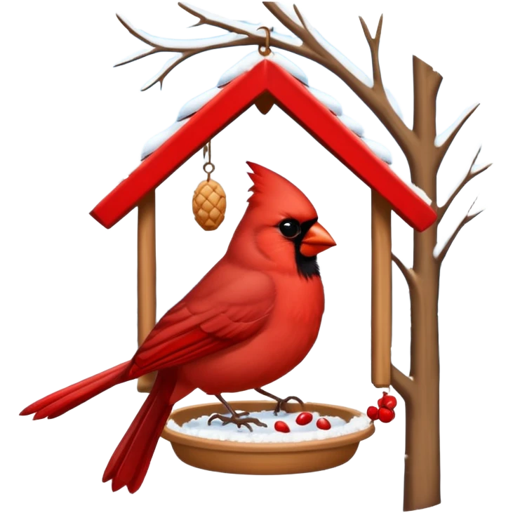 cardinal at bird feeder snowy emoji