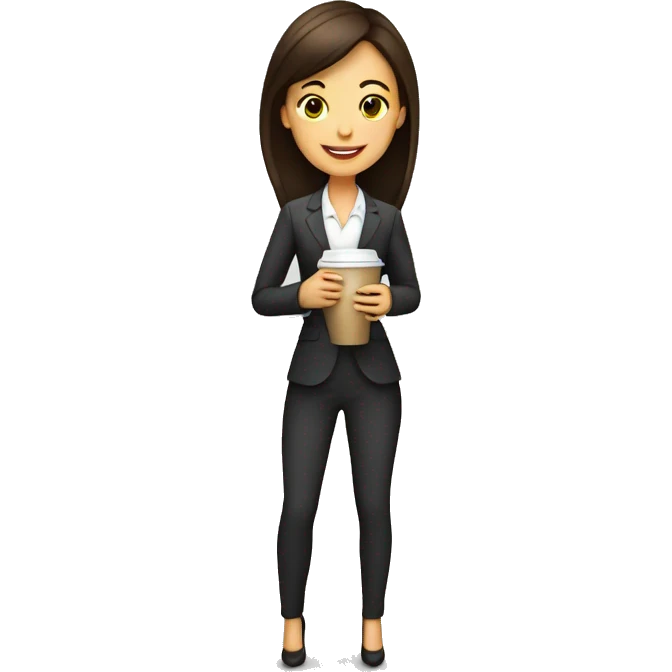 Business marketing full body girl holding coffee emoji