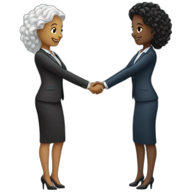 two white business women with different hair colors shaking hands emoji
