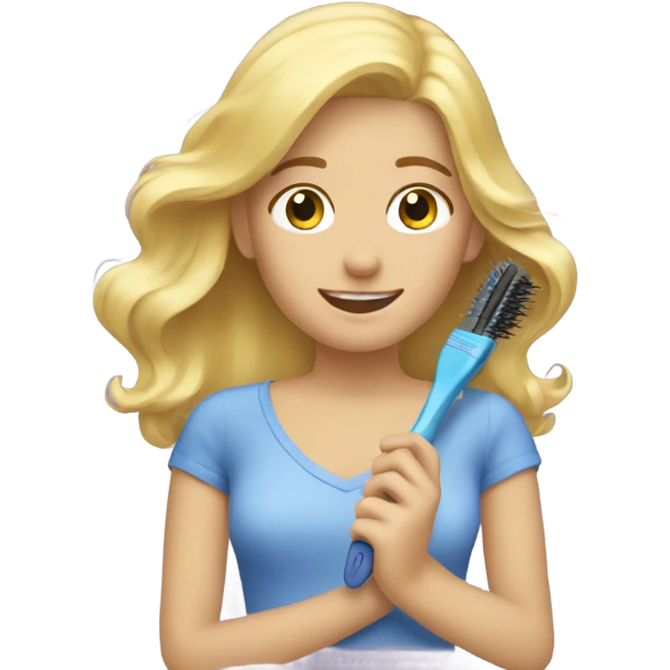 blonde girl brushing hair emoji