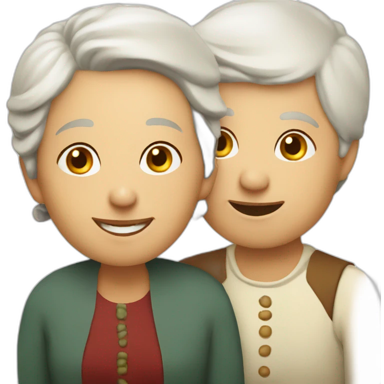 Old latvian woman with short hair smiling whilst listening to a man sing emoji