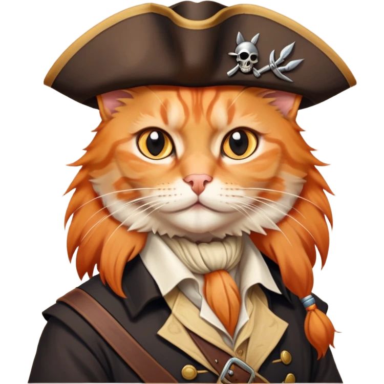 Aristocratic orange cat on Jack Sparrow's shoulder emoji