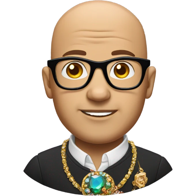 bald man with glasses and jewelry emoji